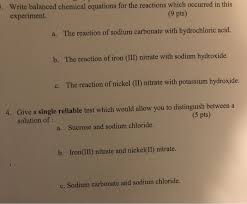 write balanced chemical equations