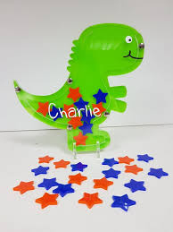 Personalised Childrens Dinosaur Reward Chart Behaviour Drop Box Jar With Feet To Stand