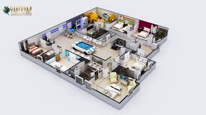 multi bedroom residential 3d floor plan