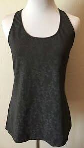 Details About Fabletics Gray Floral Tank Top No Size Tag Small S Racerback Shirt