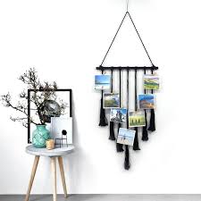 Us 7 59 44 Off Black Bohemian Macrame Wall Hanging For Photos Wall Decoration Crochet Picture Frame Mandala Tapestry Boho Home Decor Gift In
