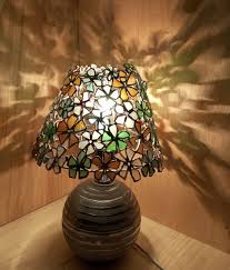 Table Lamp Flowers Sea Stained Glass
