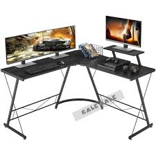 The simple desk base is made from readily available. L Shaped Corner Desk Computer Gaming Desk Pc Table Home Office Writing Workstation 3 Piece Black Shopee Philippines