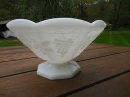 Vintage 1960s White Milk Glass Pedestal