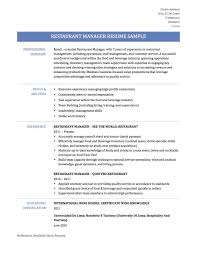 Restaurant Manager Resume Template Business