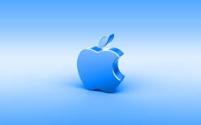 apple blue 3d logo minimal blue