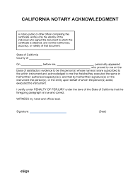 california notary acknowledgment form