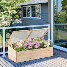 Costway Wooden Cold Frame Greenhouse