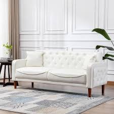 Mid Century Modern Straight Tufted Sofa