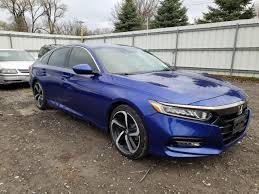 2018 honda accord sport in still night pearl with black leather, carfax one owner, clean carfax no accidents, standard package, power package, wheels: Auction Ended Salvage Car Honda Accord 2018 Blue Is Sold In Albany Ny Vin 1hgcv2f32ja046843