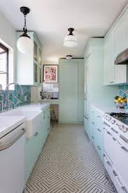 mint green galley style kitchen design