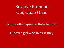 Ppt Relative Pronoun Qui Quae Quod Powerpoint