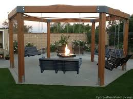 We built the swings using the plan from this website. Porch Swing Fire Pit Gazebo With Fire Pit Fire Pit Backyard Fire Pit Pergola