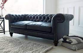 paxton black leather chesterfield