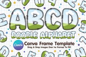 doodle alphabet canva frame graphic by