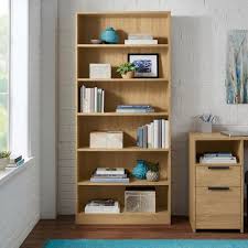 Stylewell Braxten 71 In Oak Wood 6 Shelf Basic Bookcase With Adjustable Shelves Brown