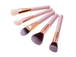 set of makeup brushes 15pcs case beige