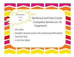 Sentence Sort Task Cards Complete Sentences Vs Fragments By Sarah