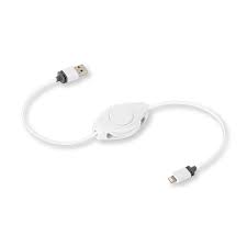 White Lightning Cable Retractable Lighting Charging Cable Retrak