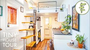 tiny house with floating staircase