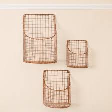 Set Of 3 Copper Wall Baskets Multi
