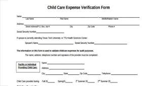 free 8 sle child care expense forms