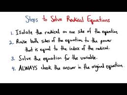 Steps To Solve Radical Equations