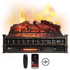 Turbro Eternal Flame 26 Wifi Infrared Quartz Electric Fireplace Log Heater Ling Sound Realistic Lemonwood 1500w Bronze