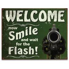vintage style tin sign welcome smile