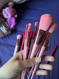 shein pink hot pink glitter brush set