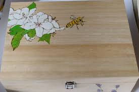 honey bee box worked in pyrography and