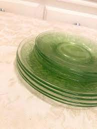 Vaseline Green Glass Dishes Cambridge