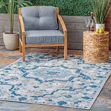 blue indoor outdoor medallion area rug