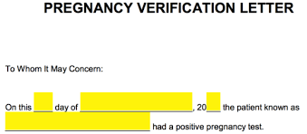 free pregnancy verification form pdf