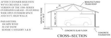 3 Cars Basic Garage Plan 1500 2b