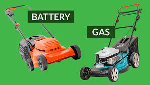 gas or battery powered lawn mower