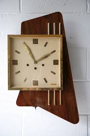 Large 1950s Rosewood Wall Clock Cream