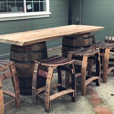 whiskey barrel patio table set