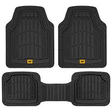 cat 3pc black car rubber floor mats