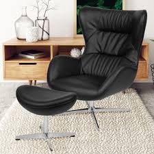 Need a swivel chair for your living dining or office? Black Leather Chair Ottoman Eoh Zcxj 838464 Emma And Oliver Com