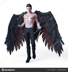 rendering of a handsome male dark angel