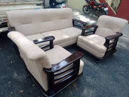 5 seater wooden fabric sofa set free