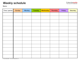 free weekly schedules for word 18