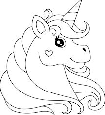 unicorn head coloring page isolated for