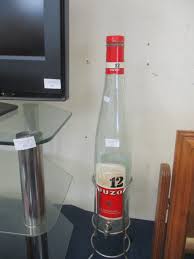 Large Ouzo Bottle With Tap On Metal Stand