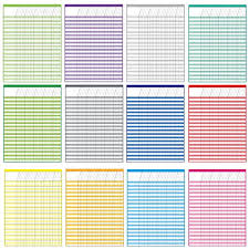 12 Pack Multi Color Laminated Dry Erase Incentive Chart With