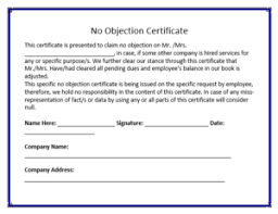 No Objection Certificate Template Word Excel Pdf