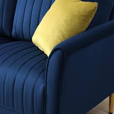 Blue Velvet Single Leisure Accent Sofa