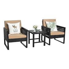 Costway 3 Piece Rattan Patio Bistro Set