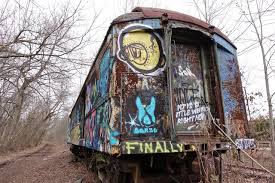 tripped out abandoned train car